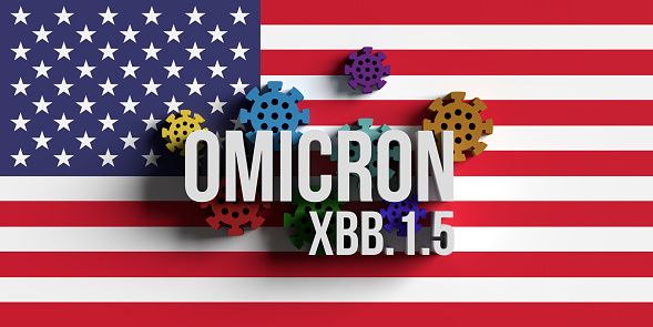 COVID-19 new Omicron sub-variant XBB.1.5 concept: A sub-lineage of Omicron has been detected in United States of America. 3D illustration 