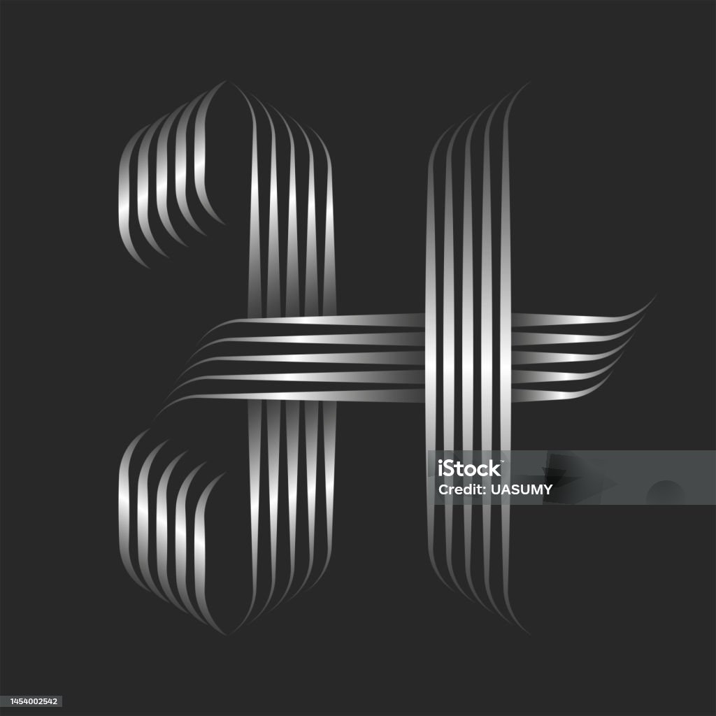 Monogram H Letter Initial Logo 3d Effect Metallic Gradient