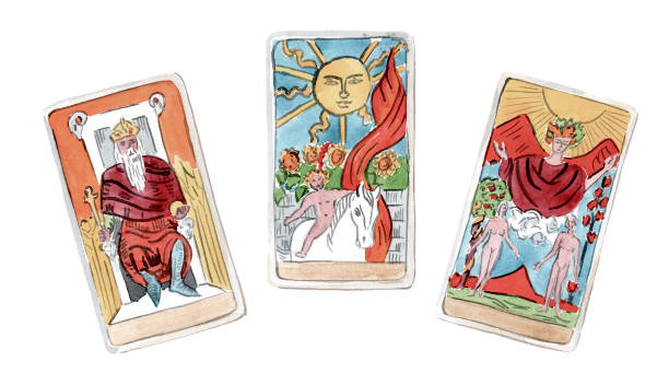 istock Tarot reader or fortune teller,  tarot cards set. Hand drawn watercolor illustration isolated on white background 1454003862