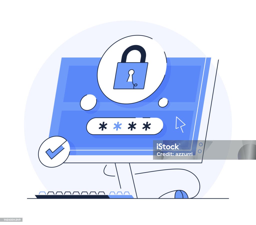 Password Police Image Password Protection Flat Style Thin Line Illustration Stock ...