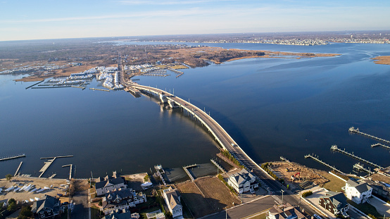 Mantoloking Bridge over Barnegat Bay connecting the main land to a New Jersey barrier island.