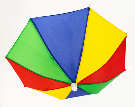 Recife carnival traditional costume prop, multicolored frevo umbrella, colorful carnival umbrella, Recife Carnival, Pernambuco, Brazil umbrella or parasol