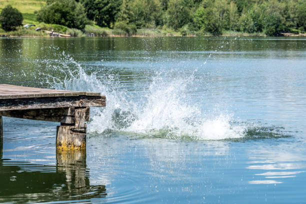 Splash from the person jumping into the lake.