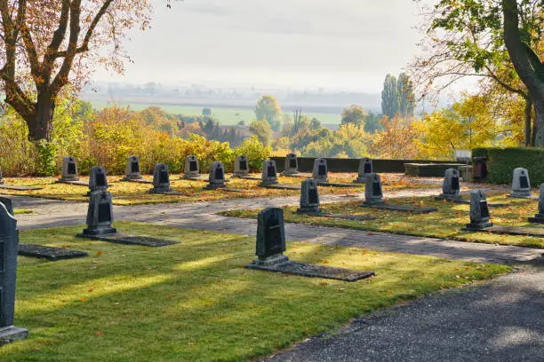 SEELOW, GERMANY, Memorial cemetery of Soviet soldiers who died at the site of the Battle of the Seelow Heights as part of the Berlin Strategic Offensive Operation during the WWII.