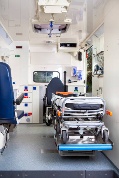 istock Interior view of a modern ambulance 1454018275