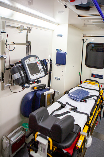 Interior view of a modern ambulance