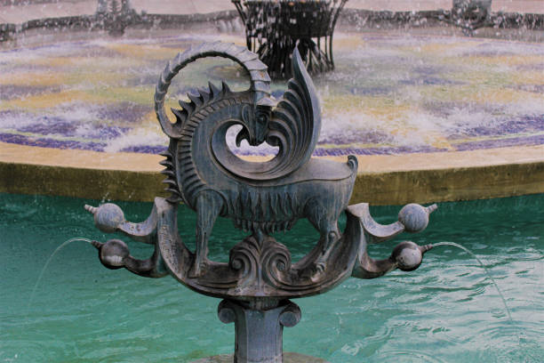 istock Bronze sculpture in a fountain 1454020914