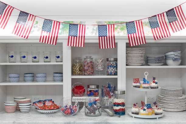 istock Fourth of July party candy  and cupcake display 1454021191
