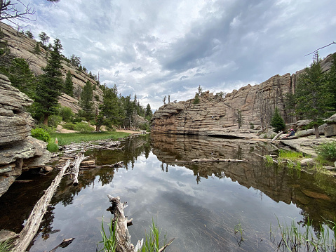 Reflections on a mountain lake in Colorado. in Estes Park, Colorado, United States