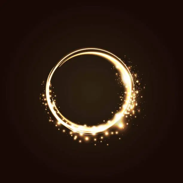 Vector illustration of Luminous circle, glitter ring. Beautiful eye-catching round frame vector.