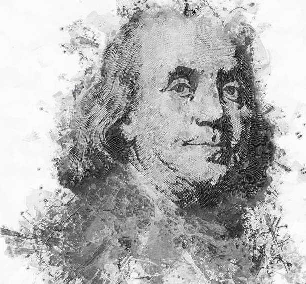 istock Painting Benjamin Franklin face on us one hundred dollar bill ma 1454022095