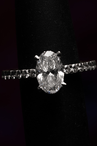 Beautiful Shiny Solitaire Diamond Ring on Dark Background in New York, New York, United States