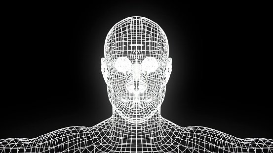 Man body wireframe. Computer generated 3d render