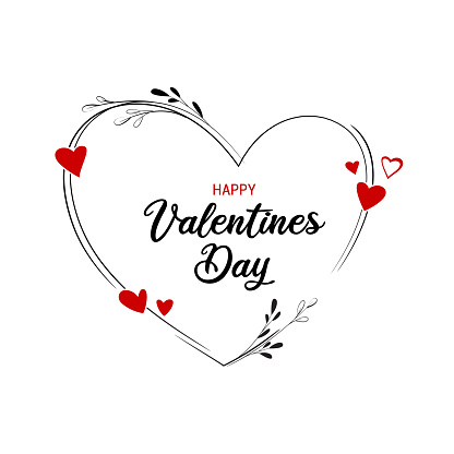 Vector stock illustration of the Valentines Day Calligraphy Banner with Hearts in the frame.