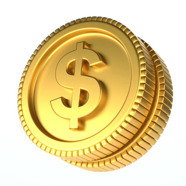 istock close up shot two gold coins isolated on white background, 3D rendered illustration 1454030609