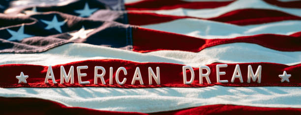 istock Small letters on the US flag. American dream concept background 1454030785