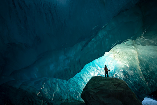 Ice cave in Whistler, Canada. Adventures in extreme environments. Nature, adventure and environment images.
