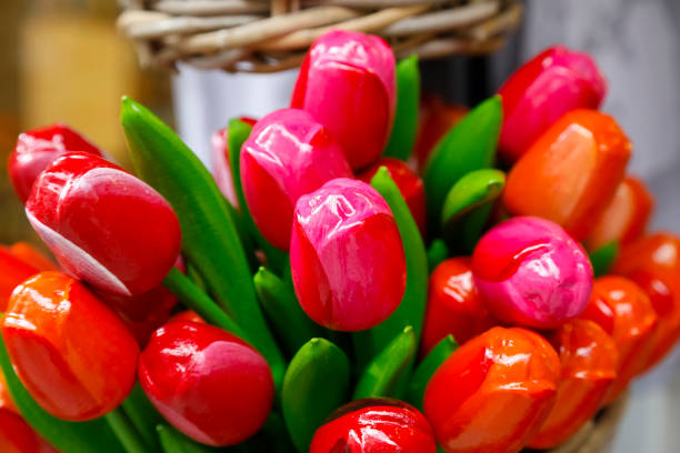 istock Artificial tulips made of wood 1454040855