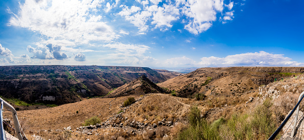 Hill, surrounded by highland in the hot summer. This photo was taken in Gamla nature reserve, Israel.