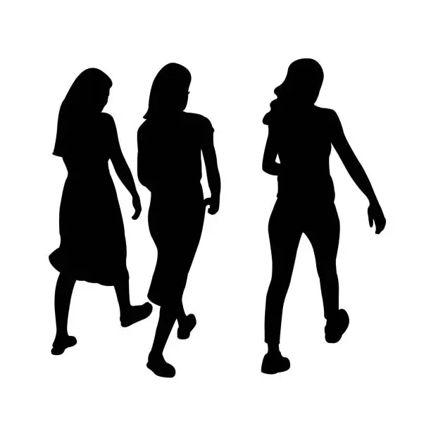 Vector illustration of people walking body silhouette vector