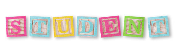 istock Student concept with childs wood blocks on white 1454041432