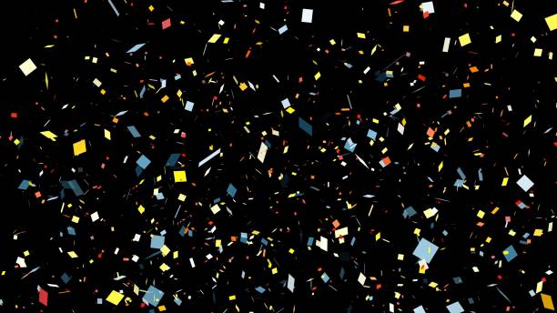 istock Confetti on black background. Surprise, party, celebration, anniversary, 1454042279