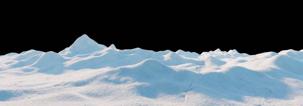 istock 3d rendering. Snowy landscape isolated on black background. winter decoration. Snow background. Snowdrift. 1454042344