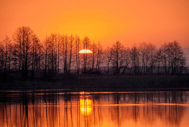 amanhecer no lago - рассвет - fotografias e filmes do acervo