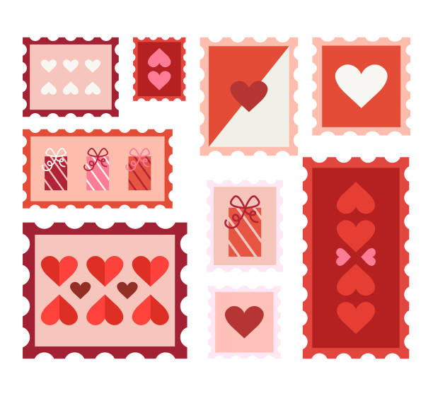 ilustrações de stock, clip art, desenhos animados e ícones de cute valentine's day card with hearts. happy valentine's day - white background isolated on white e mail envelope