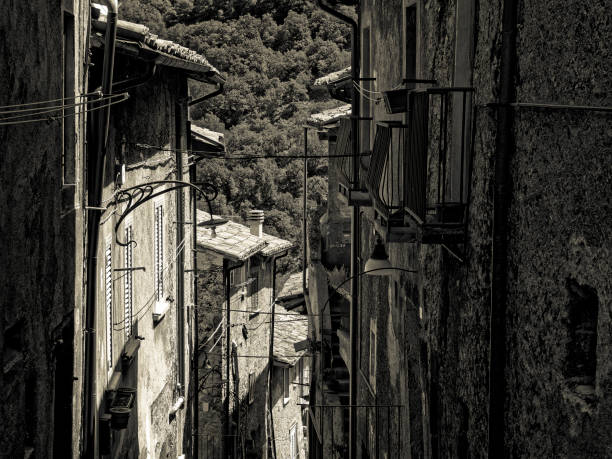 Stone alleyway and steps at night winding through the Armenian Quarter of the Old City of Jerusalem.