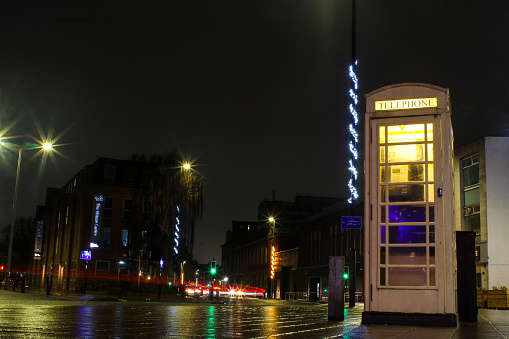 Long exposure on white phone booth in Hull