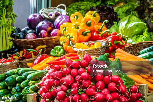 Vegetable At A Farmers Market Stock Photo - Download Image Now - Vegetable, Farmer's Market, Fruit