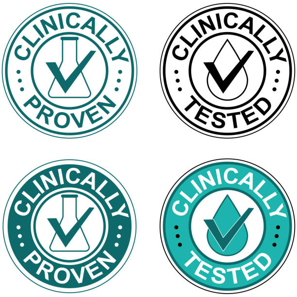 Clinically tested (proven) stamp Clinically tested (proven) stamp for laboratory testing products - vector icon allergy medicine stock illustrations