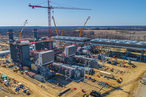 Aerial View of Gas Power Plant Under Construction