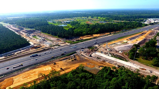 A drone shot of the Overpass Road Bridge Replacement and Upgrade in Wesley Chapel, Florida, USA