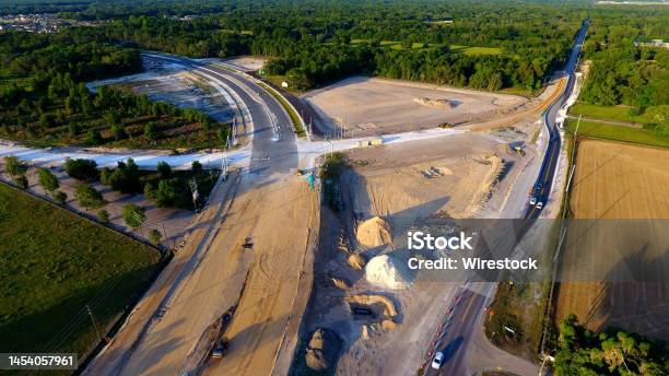 Drone Shot Of A New County Line Road Intersection In Brooksville Florida Usa Stock Photo - Download Image Now