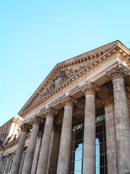 istock Low angle view of the Reichstag building facade in Berlin 1454066902