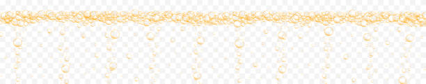 istock Golden air bubbles stream on transparent background. Sparkling fizzy drink, seltzer, champagne, prosecco, carbonated water, beer, soda, lemonade texture 1454073392