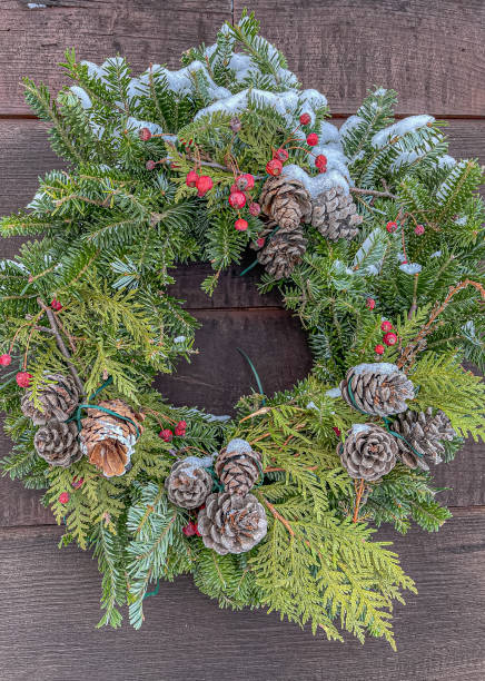 istock Christmas decoration, wreath on door 1454074924