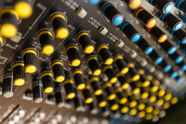 istock Knobs of various colors and audio debugging equipment of the mixer 1454077058