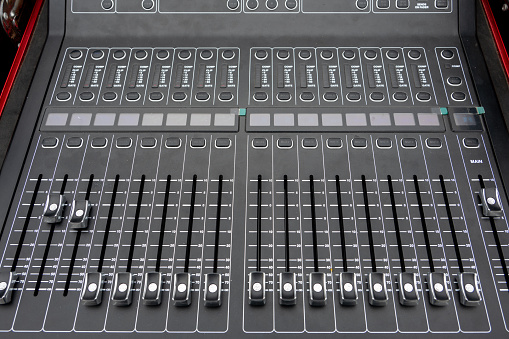 Audio equipment of the mixing console Debugger Various knobs