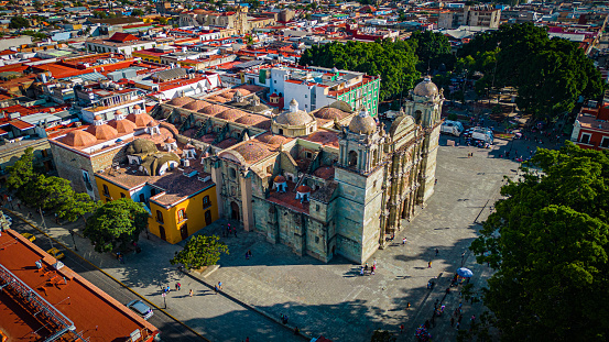 Oaxaca cathedral with drone