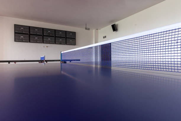 istock Close up of indoor table tennis table 1454077941
