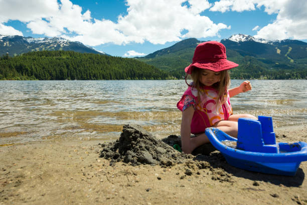 Girl playing at Rainbow Park on Alta Lake.