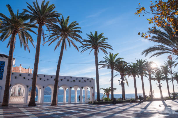 Beautiful day in the touristic city of Nerja in Malaga, Spain in 2022 Nerja, Spain : 2022 November 19 : Beautiful day in the touristic city of Nerja in Malaga, Spain in 2022. nerja stock pictures, royalty-free photos & images