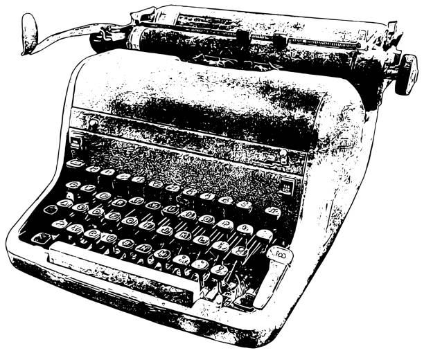 Vintage manual typewriter vector illustration sketch in black of a vintage manual typewriter ancient writing tool stock illustrations