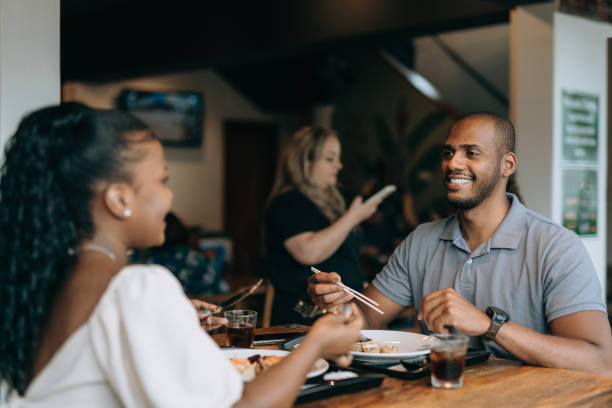 istock Couple having lunch at the restaurant 1454083976
