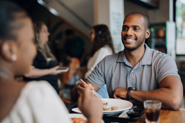 istock Couple having lunch at the restaurant 1454083978