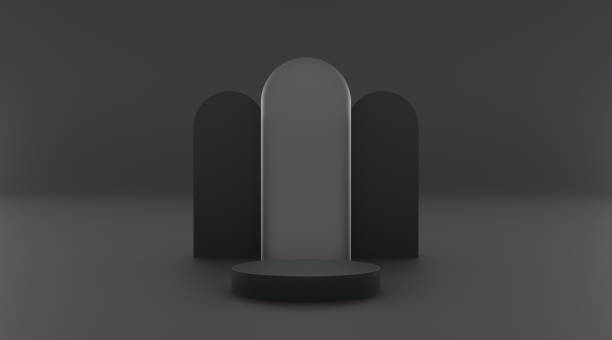 istock Platform black with black background and glass effect 3d illustration render for your product design flyer and etc 1454084801