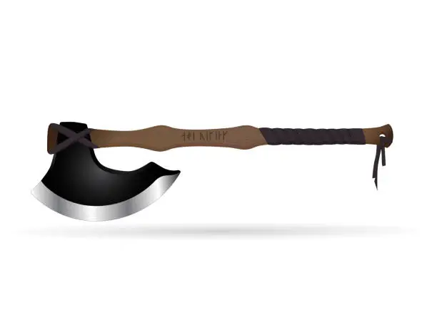 Vector illustration of Realistic axe viking vector illustration